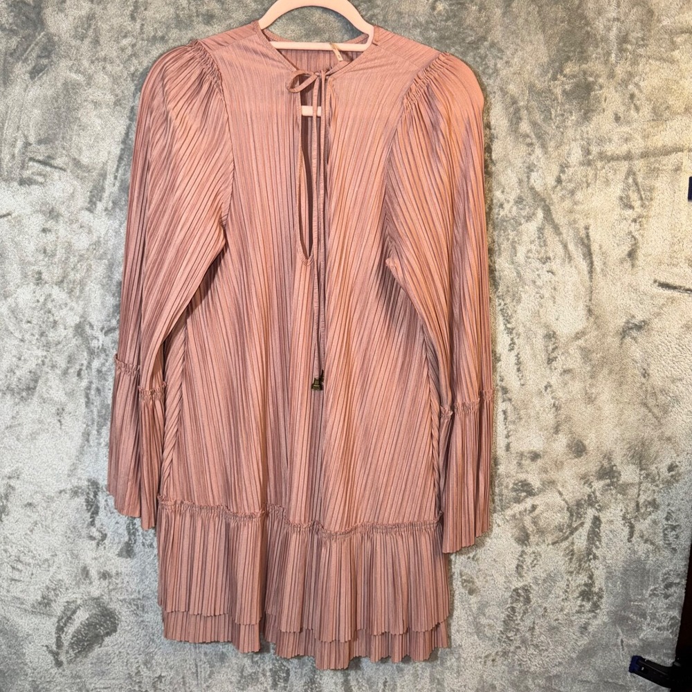 Free People Mauve Pink Can't Help It Tiered Shift short Dress Size medium